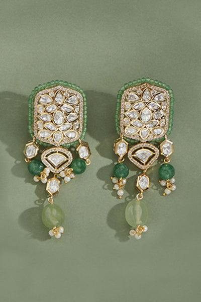 Joules by Radhika Polki And Green Jade Tumbles Dangler Earring indian designer wear online shopping melange singapore