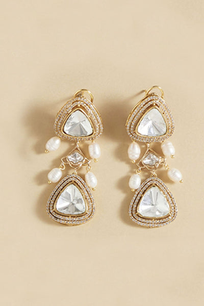 Joules by Radhika Polki And Pearl Drops Earring indian designer wear online shopping melange singapore
