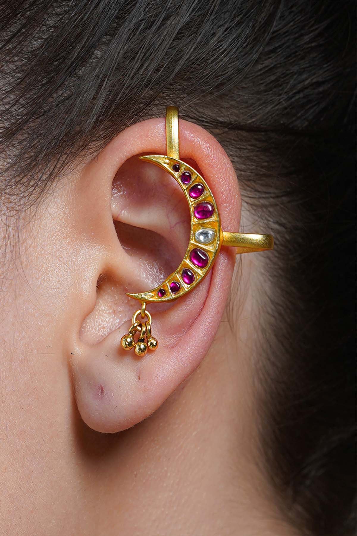 Joules by Radhika Ruby Crescent Ear Cuff Earrings indian designer wear online shopping melange singapore 
