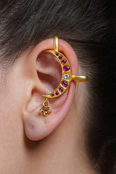 Joules by Radhika Ruby Crescent Ear Cuff Earrings indian designer wear online shopping melange singapore 