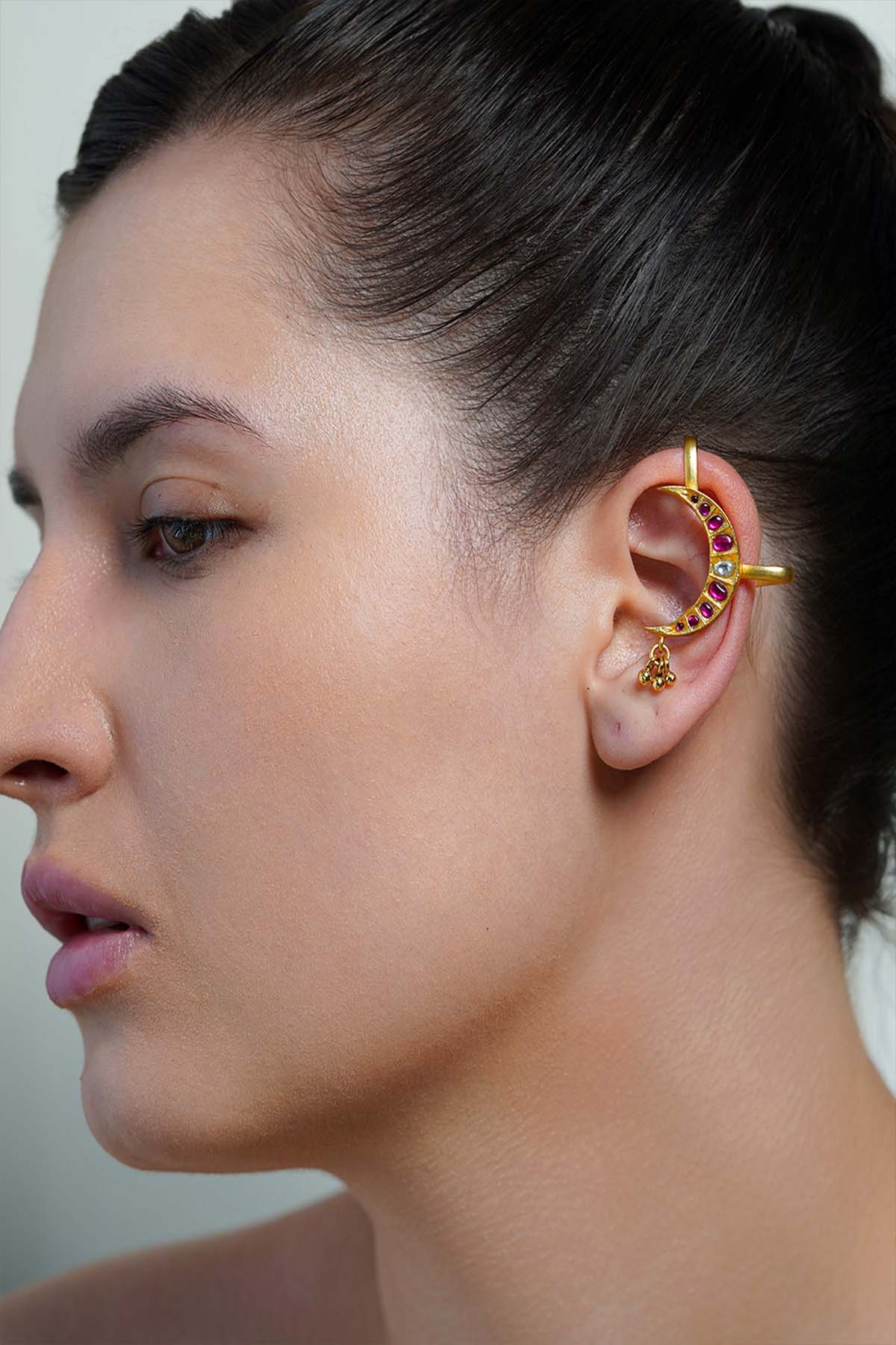 Joules by Radhika Ruby Crescent Ear Cuff Earrings indian designer wear online shopping melange singapore 