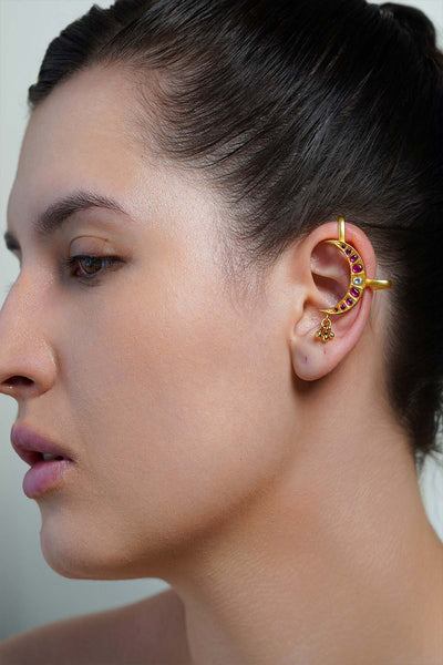 Joules by Radhika Ruby Crescent Ear Cuff Earrings indian designer wear online shopping melange singapore 