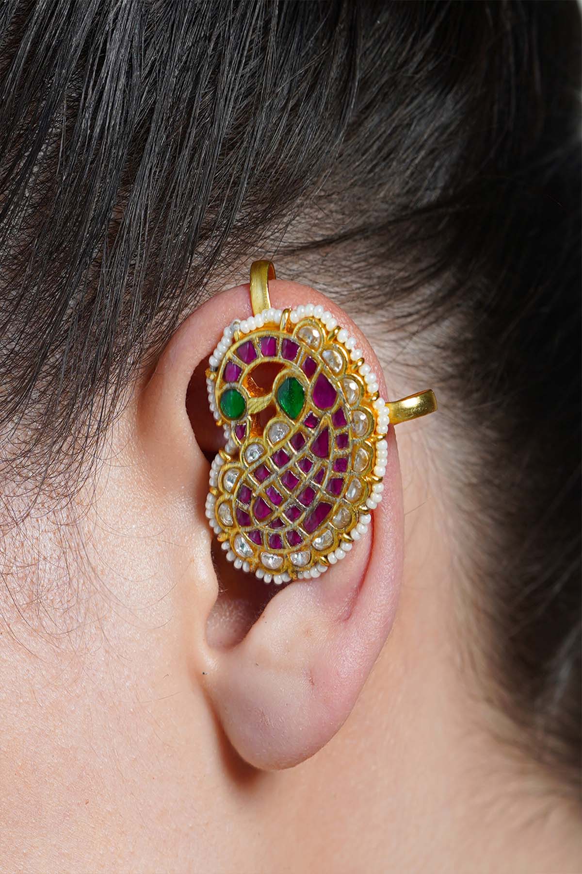 Joules by Radhika Ruby Paisley Ear Cuff Earrings indian designer wear online shopping melange singapore 
