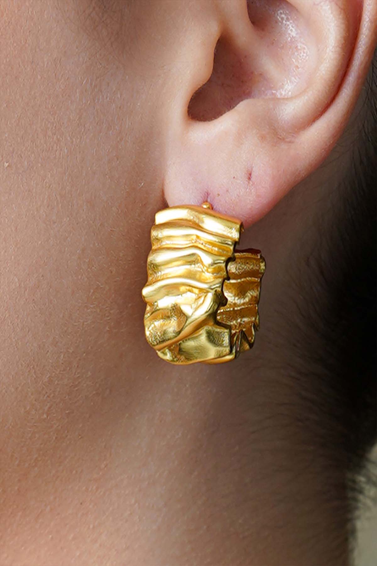 Joules by Radhika Textured Gold Hoop Earrings indian designer wear online shopping melange singapore 