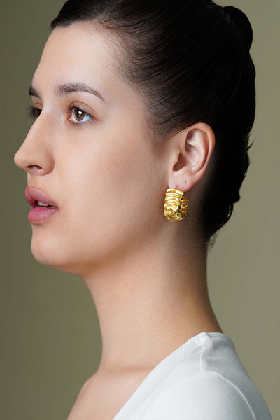 Joules by Radhika Textured Gold Hoop Earrings indian designer wear online shopping melange singapore 