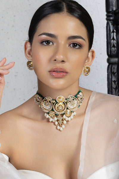 Joules by Radhika Transcendent Polki And Pearl Choker jewellery indian designer wear online shopping melange singapore