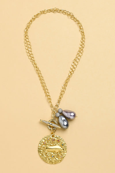 Joules by Radhika Twin Pearl Taurus Celestial Necklace jewellery indian designer wear online shopping melange singapore