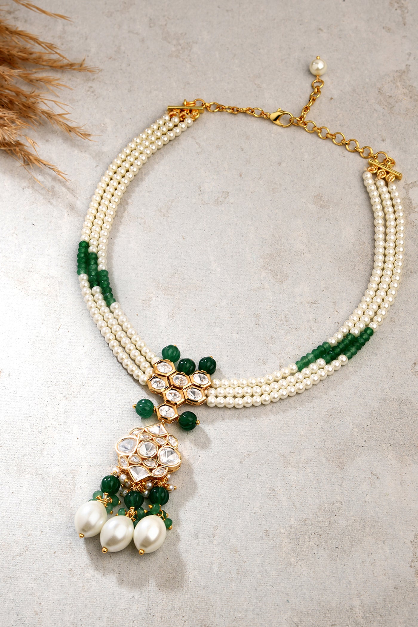 Joules by Radhika White Pearly Necklace With Kundan Polki jewellery indian designer wear online shopping melange singapore
