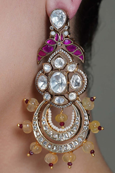 Joules by Radhika Zehra Crest Polki Earrings indian designer wear online shopping melange singapore 