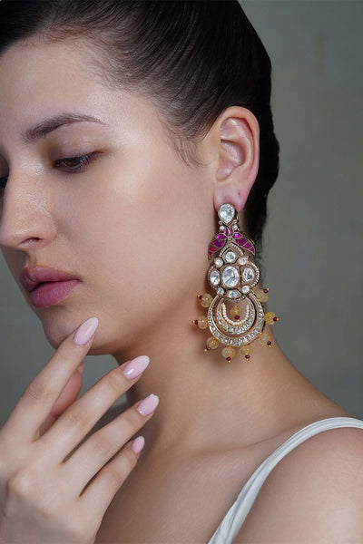 Joules by Radhika Zehra Crest Polki Earrings indian designer wear online shopping melange singapore 