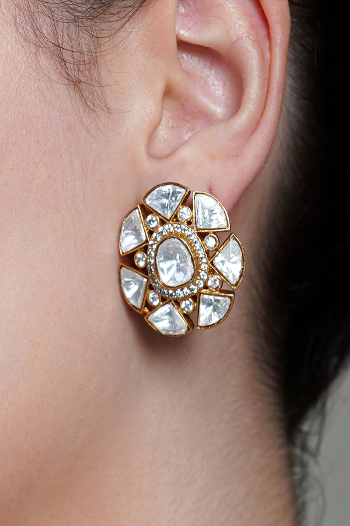 Joules by Radhika Zovelle  Polki Stud Earrings indian designer wear online shopping melange singapore 