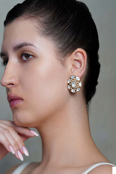 Joules by Radhika Zovelle  Polki Stud Earrings indian designer wear online shopping melange singapore 