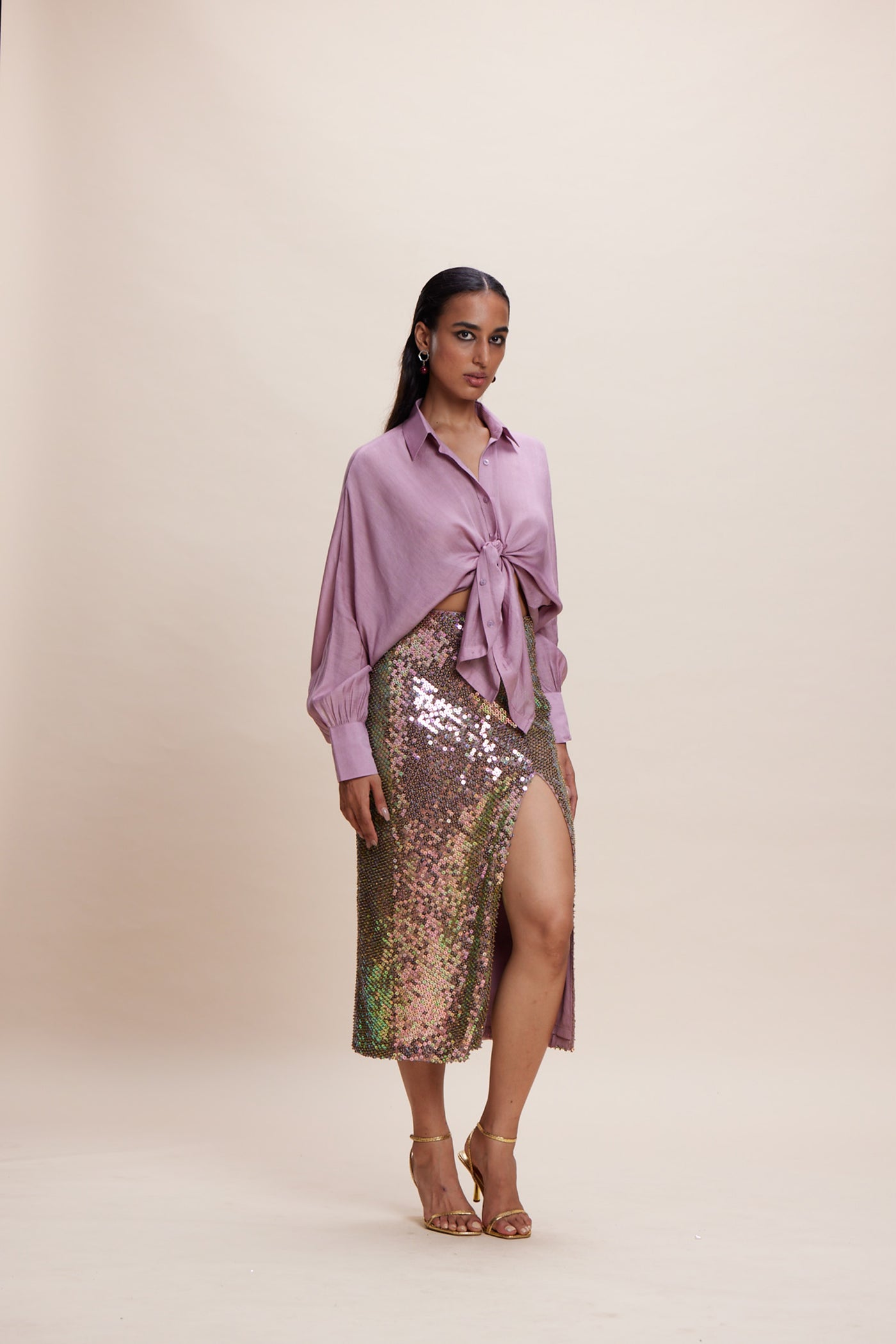 Kangana Trehan Blingy Slit Skirt with Blouse indian designer wear online shopping melange singapore