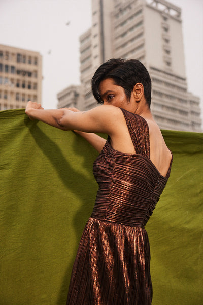 Kangana Trehan Eva Dress In Cocoa Brown indian designer wear online shopping melange singapore
