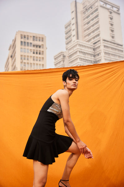 Kangana Trehan Mae Dress In Midnight Black indian designer wear online shopping melange singapore