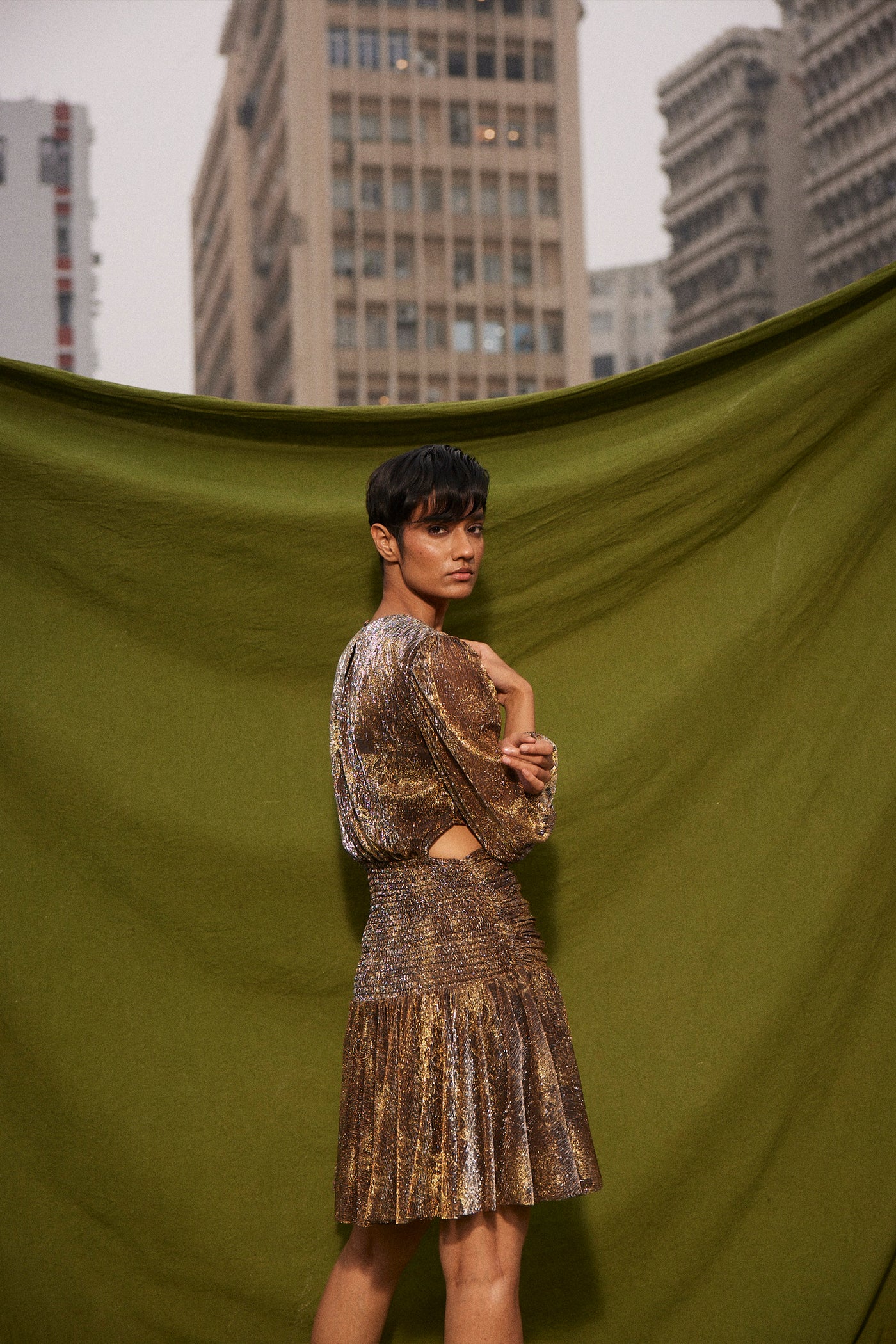 Kangana Trehan Noa Dress in Gold Dust indian designer wear online shopping melange singapore