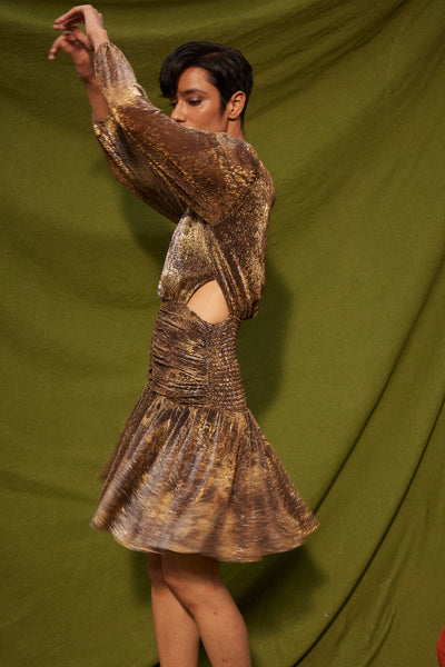 Kangana Trehan Noa Dress in Gold Dust indian designer wear online shopping melange singapore