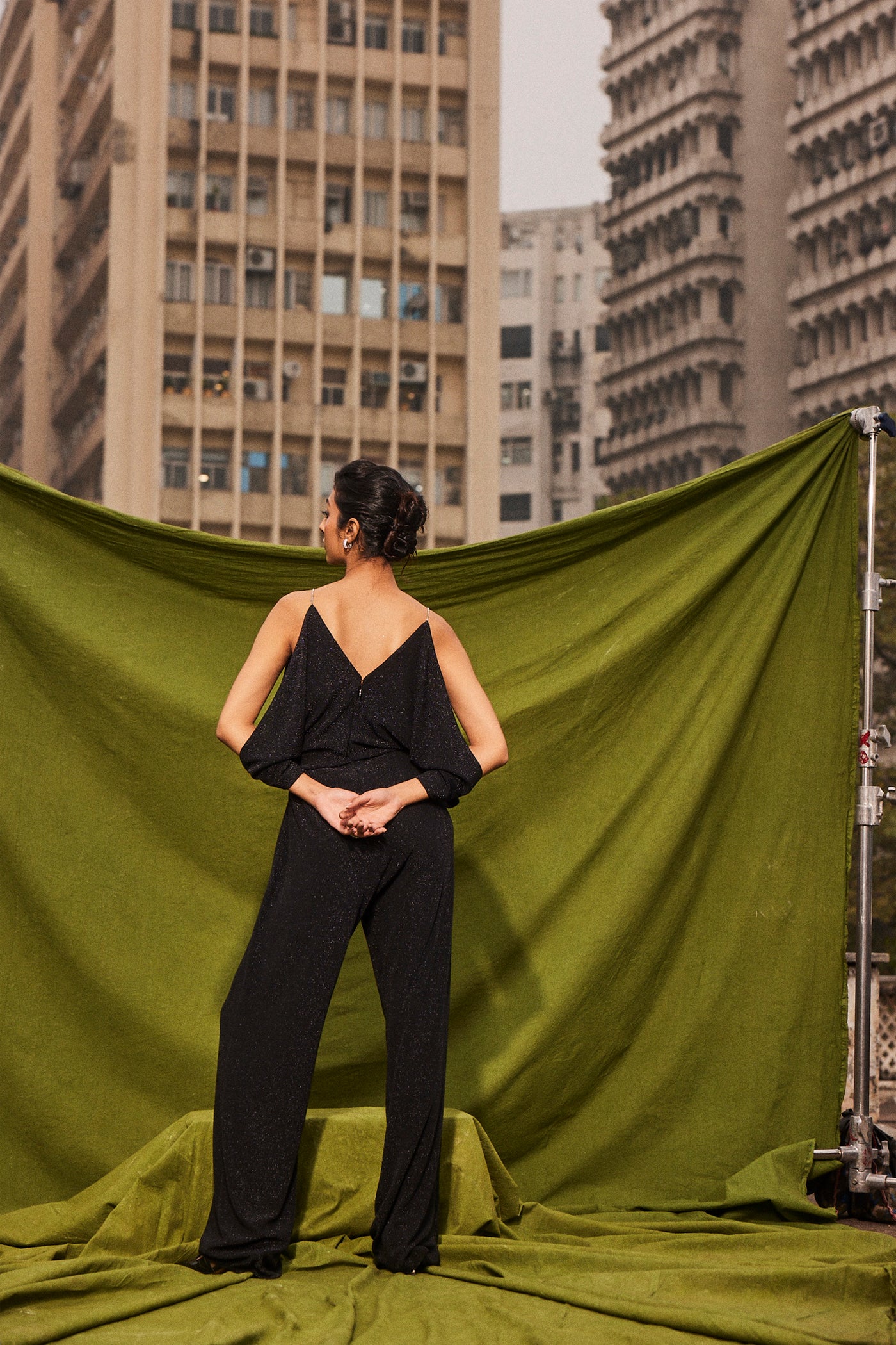 Kangana Trehan Rae Jumpsuit In Midnight Black indian designer wear online shopping melange singapore
