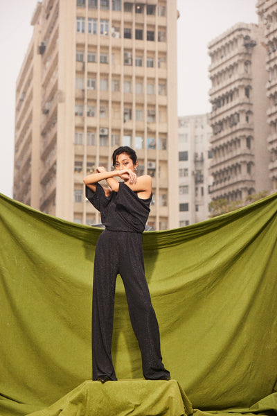 Kangana Trehan Rae Jumpsuit In Midnight Black indian designer wear online shopping melange singapore
