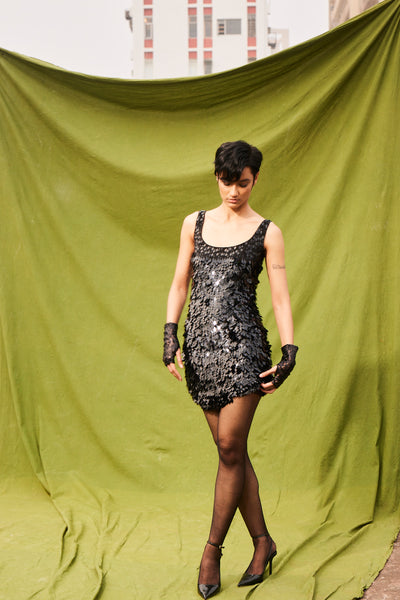 Kangana Trehan The Dua Dress In Midnight Black indian designer wear online shopping melange singapore