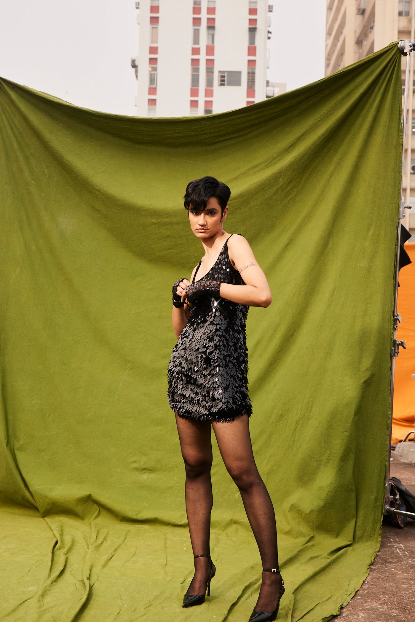 Kangana Trehan The Dua Dress In Midnight Black indian designer wear online shopping melange singapore