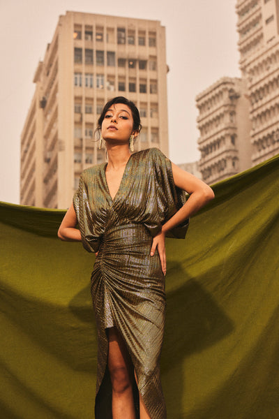 Kangana Trehan Zoe Dress In Copper Gold indian designer wear online shopping melange singapore