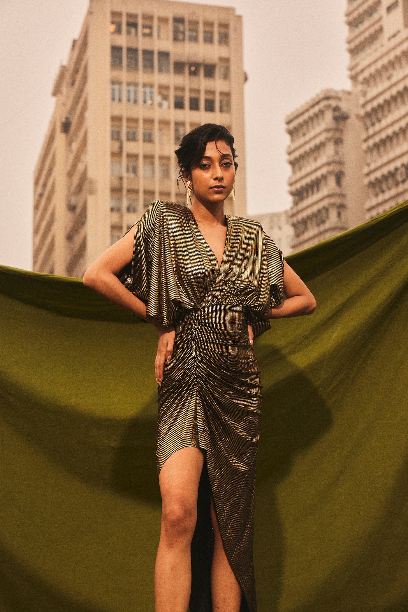 Kangana Trehan Zoe Dress In Copper Gold indian designer wear online shopping melange singapore