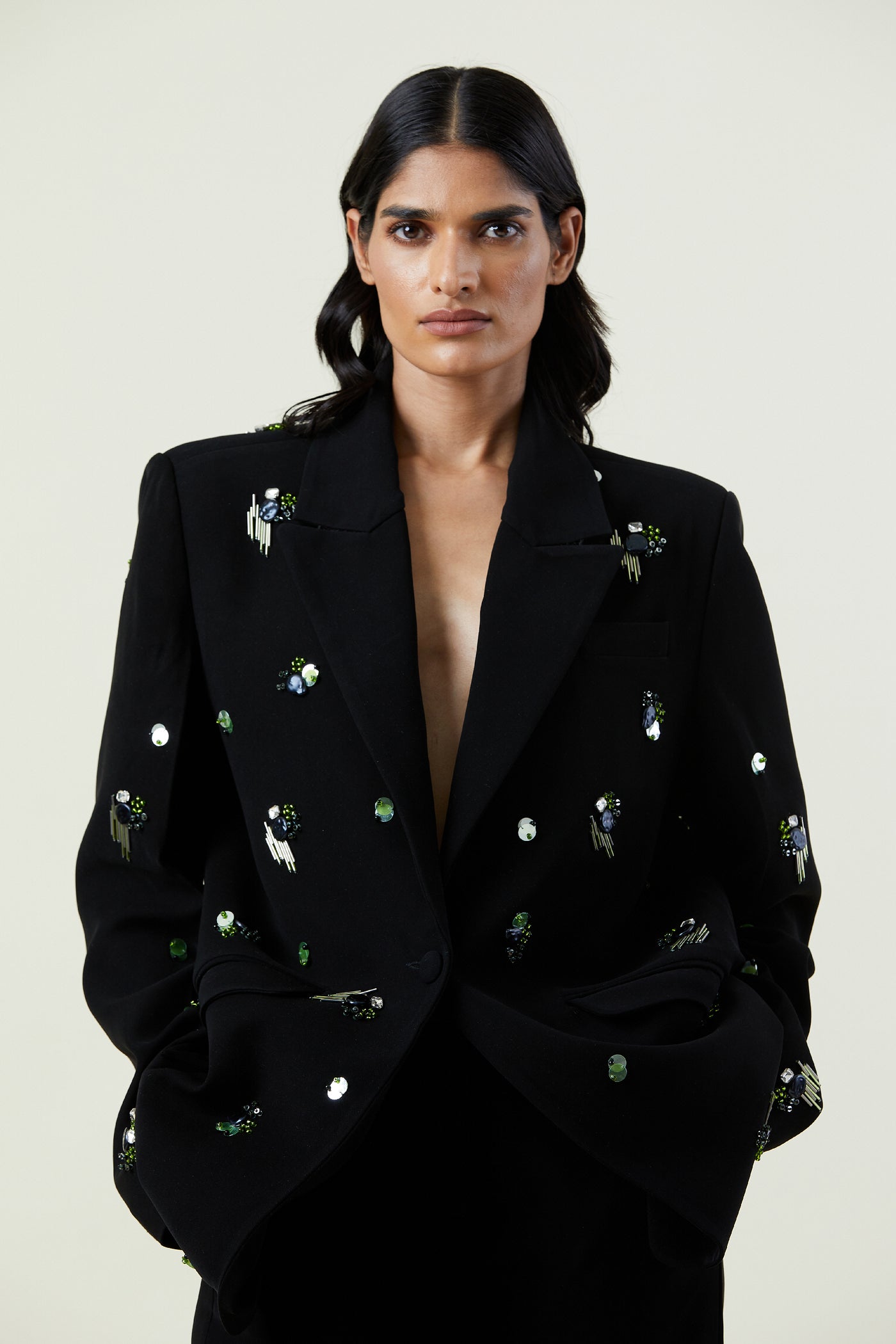 Kanika Goyal Label Beton Brut 2.0 Embellished Blazer indian designer wear online shopping melange singapore