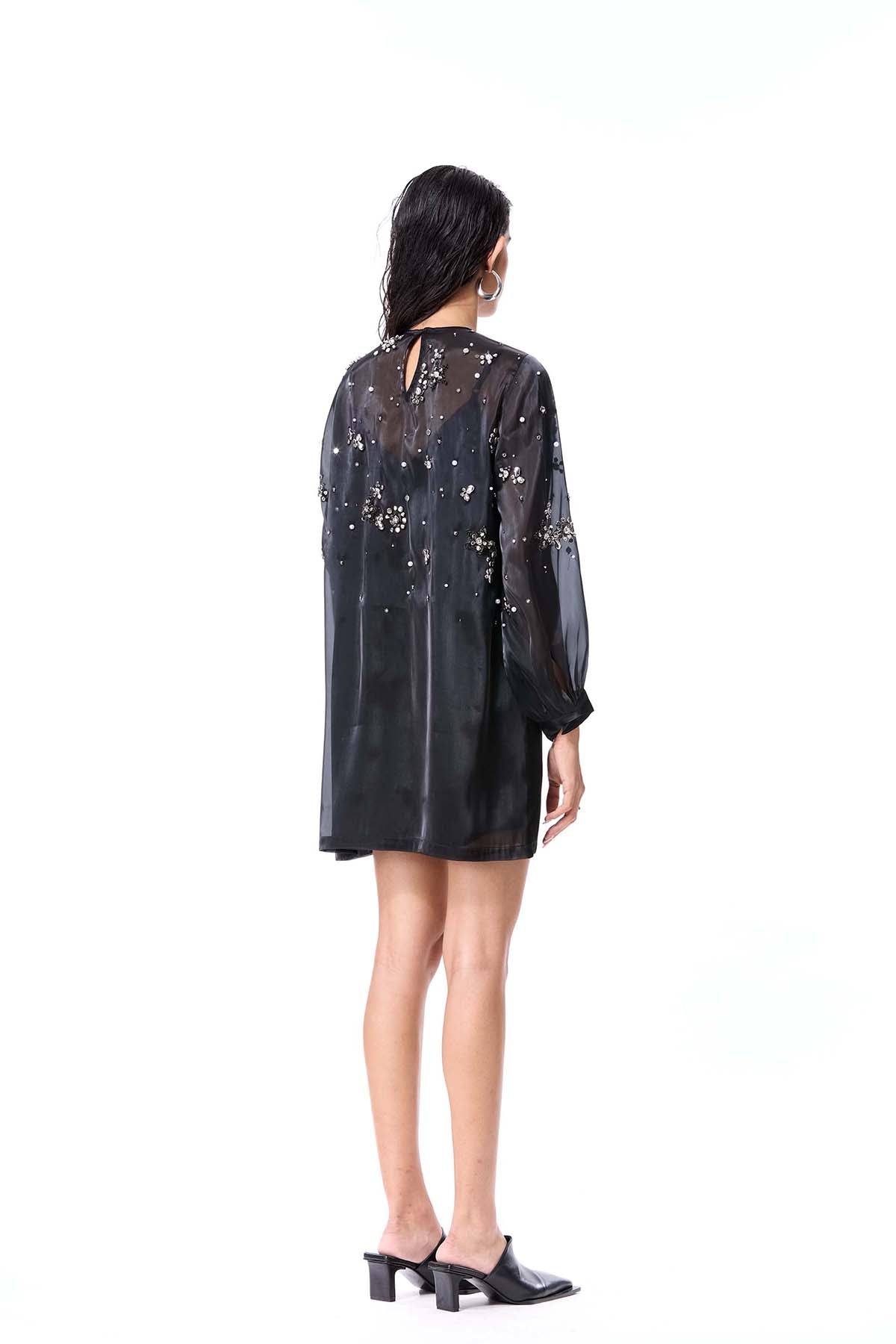 Kanika Goyal Label Black Gleam Fold Dress indian designer wear online shopping melange singapore 