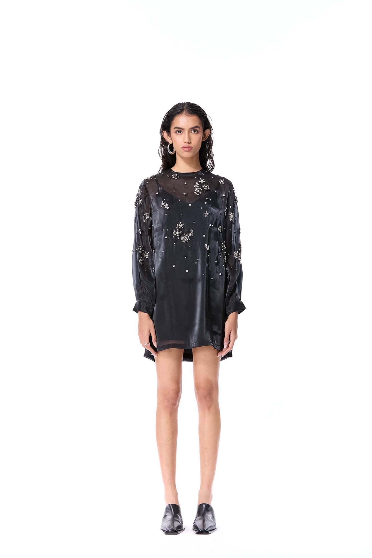 Kanika Goyal Label Black Gleam Fold Dress indian designer wear online shopping melange singapore 
