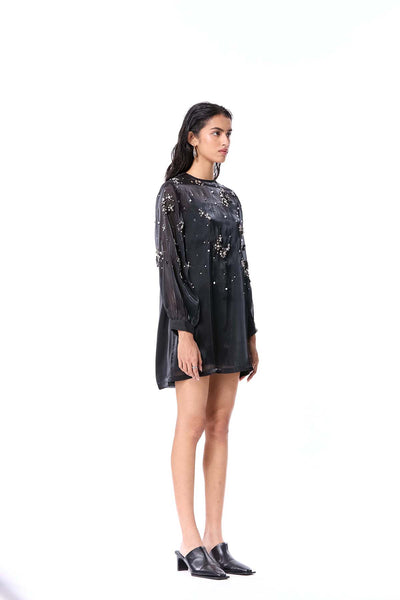 Kanika Goyal Label Black Gleam Fold Dress indian designer wear online shopping melange singapore 