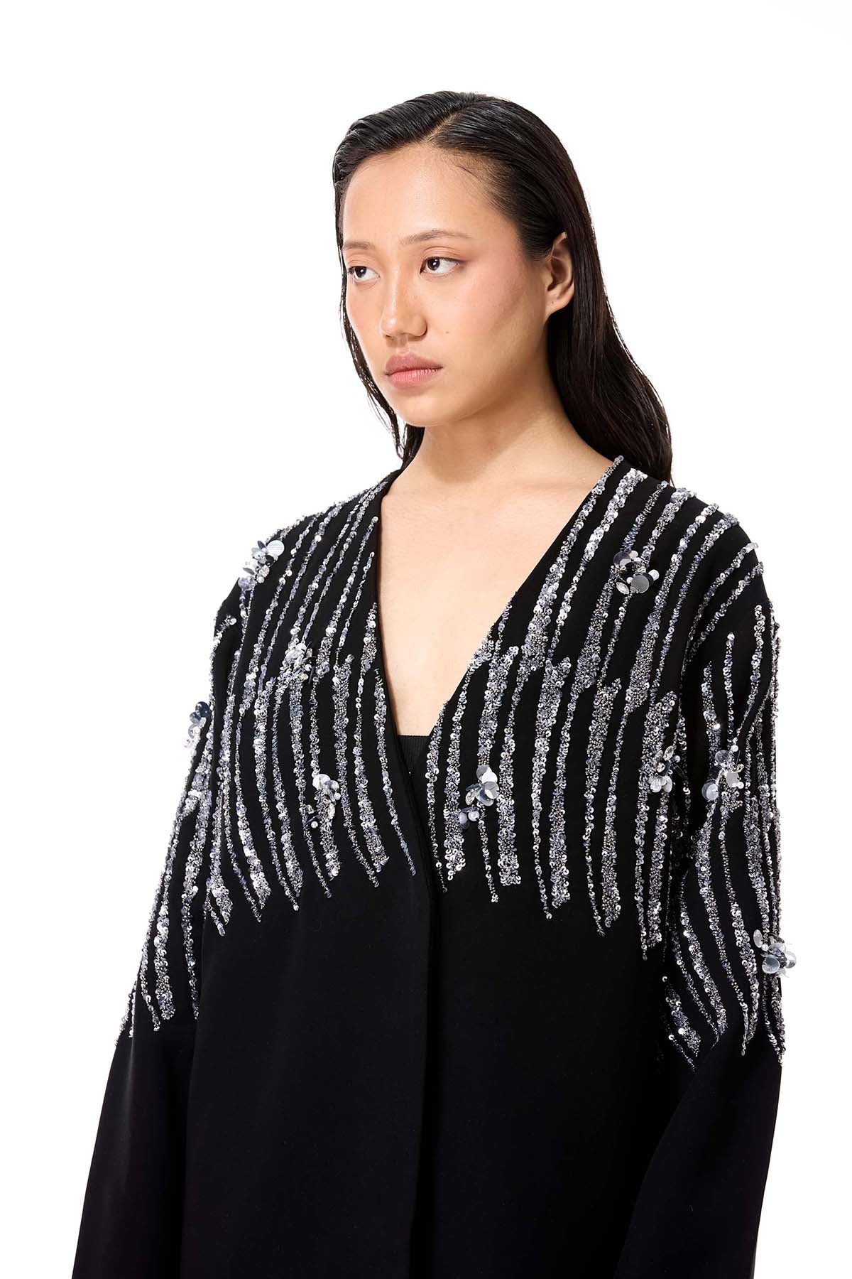 Kanika Goyal Label Black Ripple Circuit Blazer indian designer wear online shopping melange singapore 