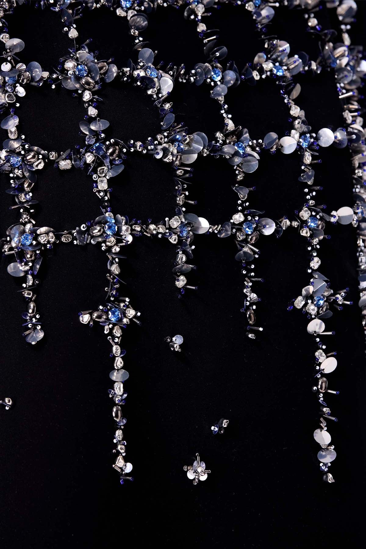 Kanika Goyal Label Bleu Fray Embellished Dress indian designer wear online shopping melange singapore