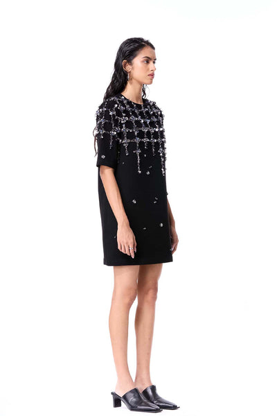 Kanika Goyal Label Bleu Fray Embellished Dress indian designer wear online shopping melange singapore