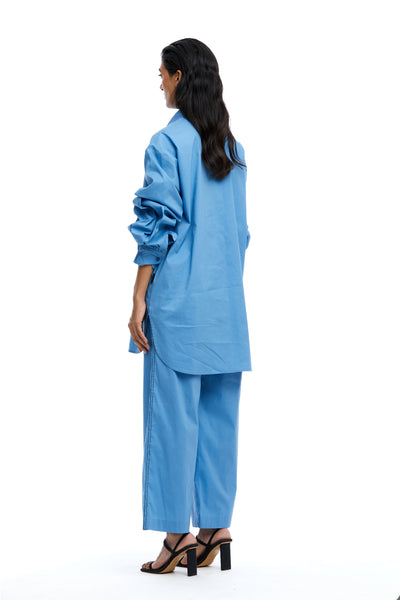  Kanika Goyal Label Blue Solid Ankle Length Pants indian designer wear online shopping melange singapore