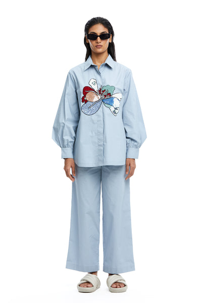 Kanika Goyal Label Blue Solid Ankle Length Pants indian designer wear online shopping melange singapore
