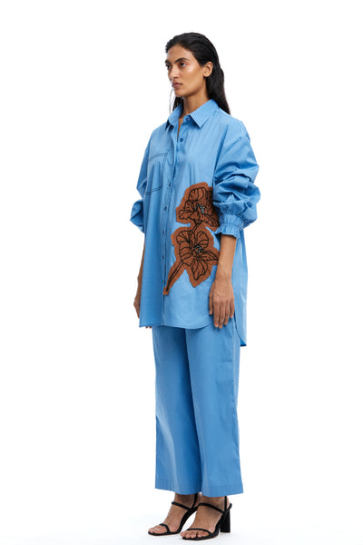  Kanika Goyal Label Blue Solid Ankle Length Pants indian designer wear online shopping melange singapore