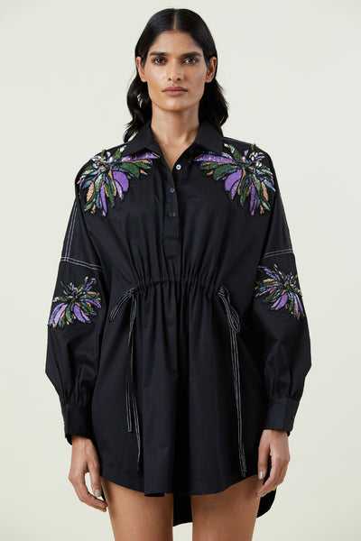 Kanika Goyal Label Elestria Embellished Shirt Dress indian designer wear online shopping melange singapore