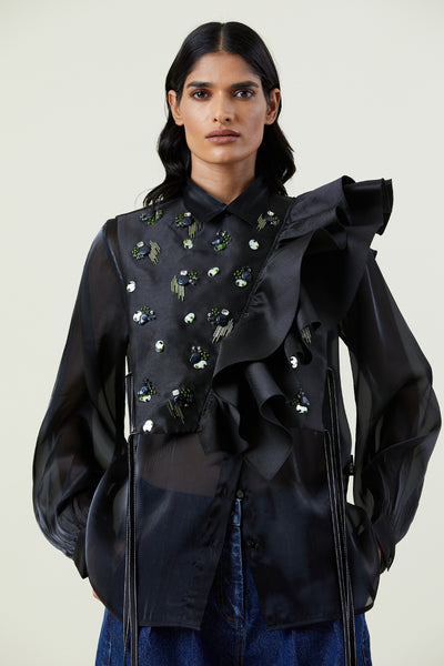 Kanika Goyal Label Ella Embellished Ruffle Bib indian designer wear online shopping melange singapore