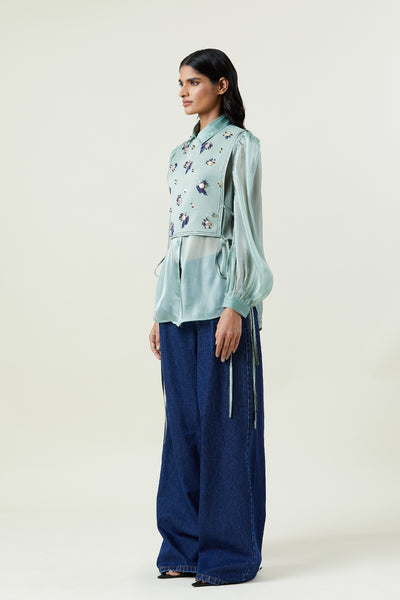 Kanika Goyal Label Ella Embellished Shirt With Bib indian designer wear online shopping melange singapore