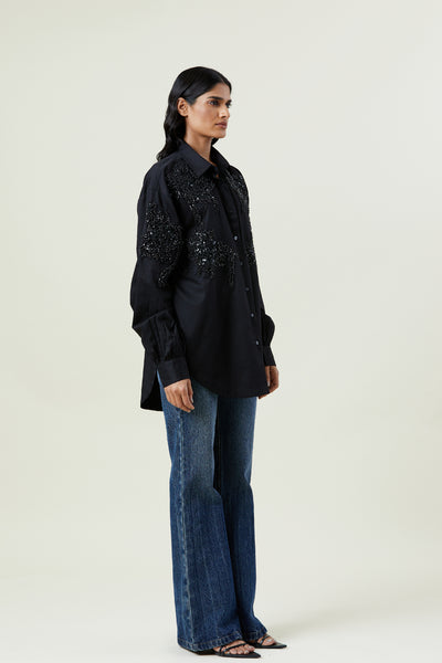 Kanika Goyal Label Fiery Bloom Embellished Shirt indian designer wear online shopping melange singapore