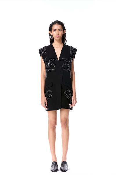 Kanika Goyal Label Fiery Bloom Sleeveless Blazer Dress indian designer wear online shopping melange singapore 