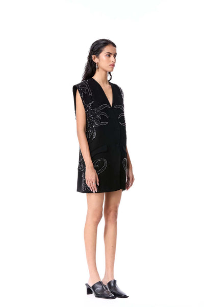 Kanika Goyal Label Fiery Bloom Sleeveless Blazer Dress indian designer wear online shopping melange singapore 