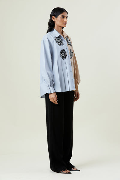 Kanika Goyal Label Helia Two Toned Pleated Shirt indian designer wear online shopping melange singapore