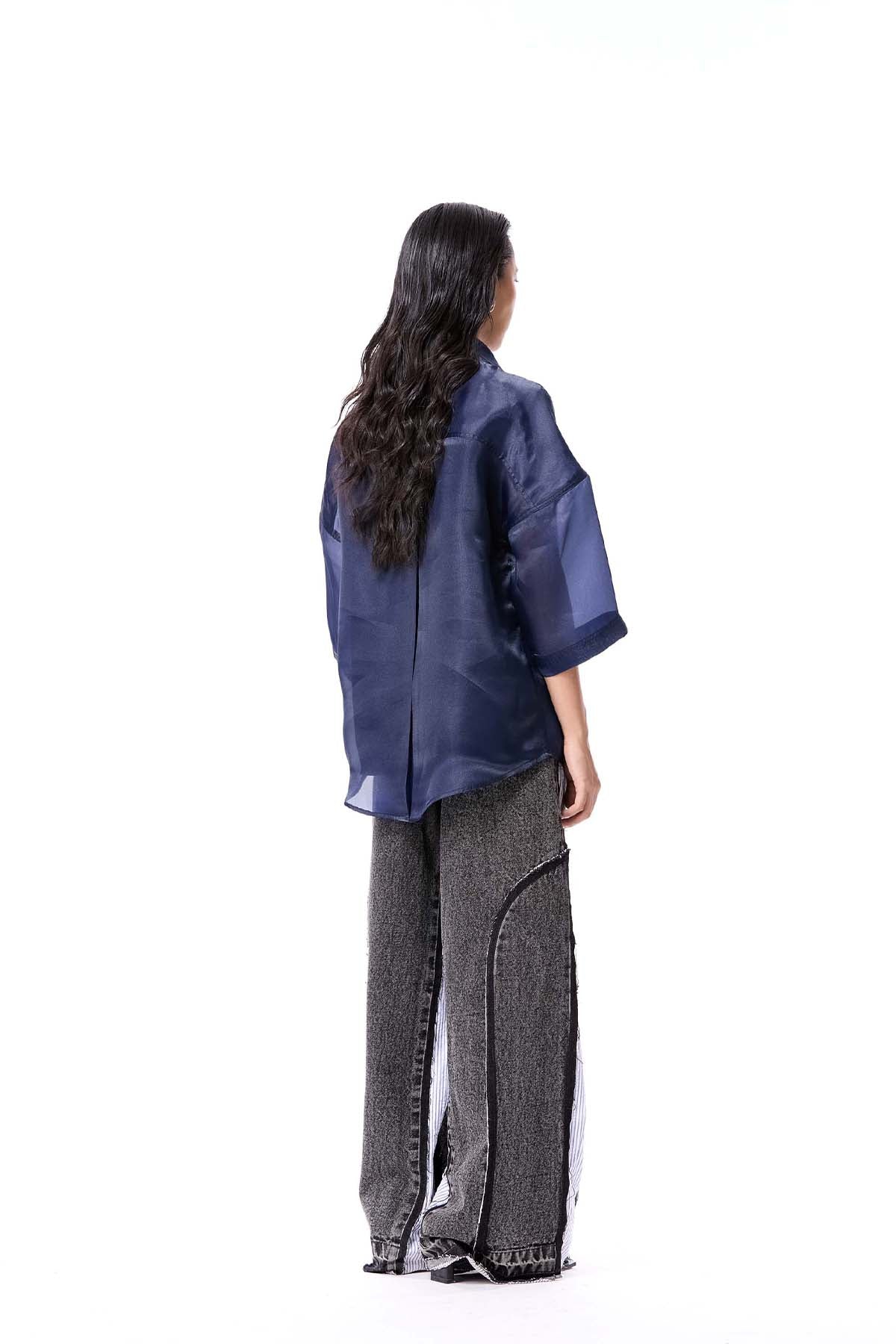 Kanika Goyal Label Iron Halo Shirt Blue indian designer wear online shopping melange singapore 
