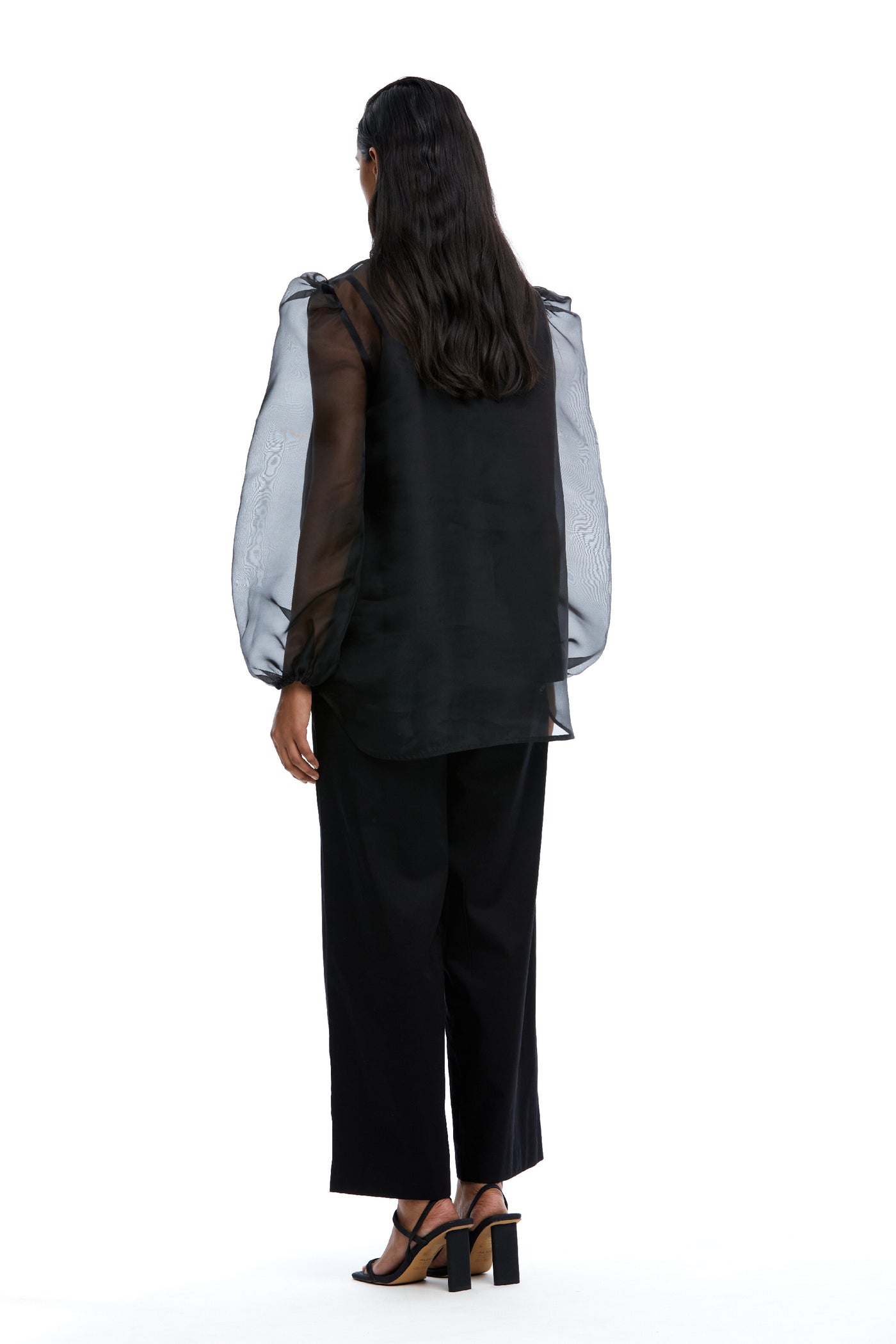 Kanika Goyal Label Luna Embellished Organza Shirt Black indian designer wear online shopping melange singapore