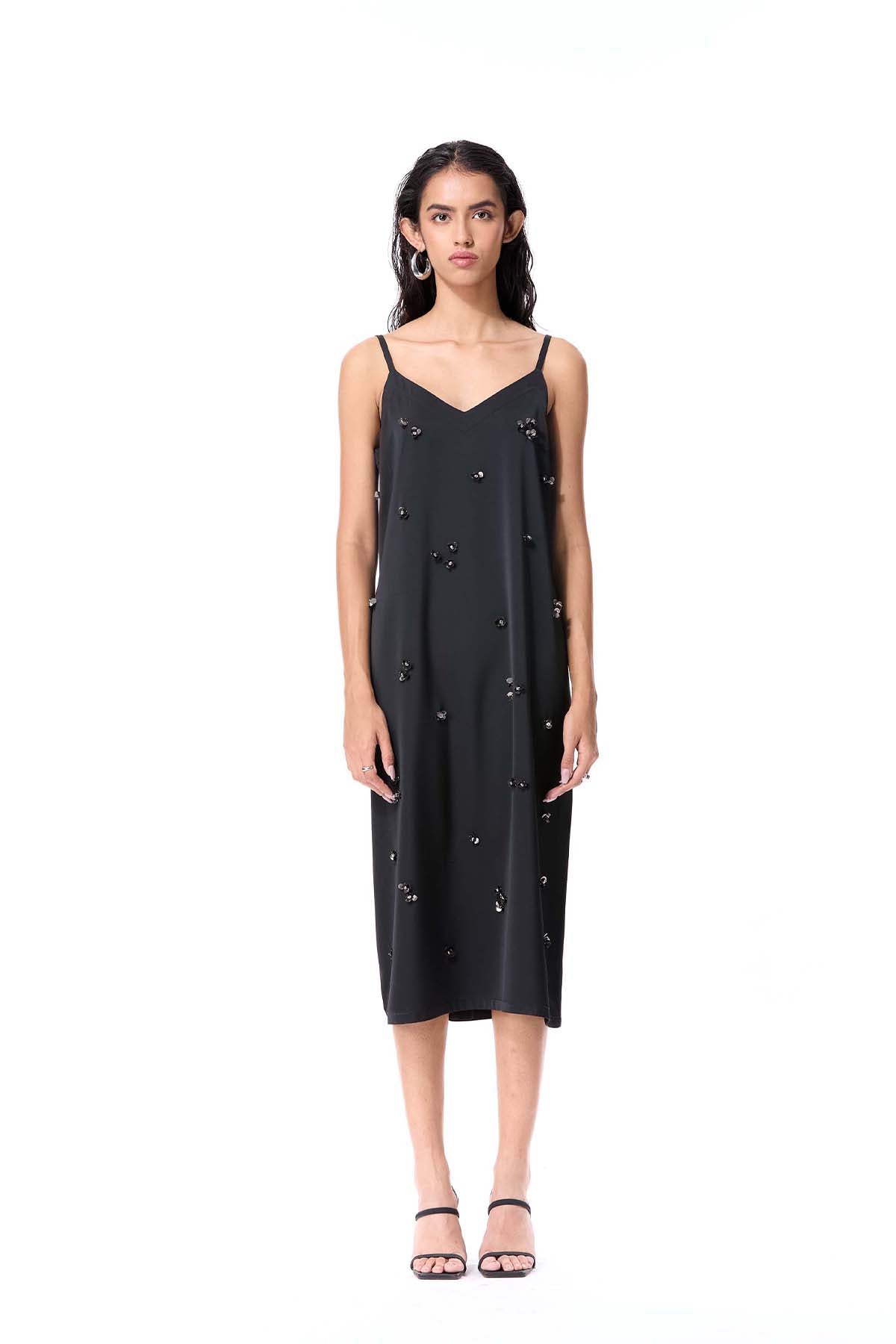 anika Goyal Label Orlune Dress Black indian designer wear online shopping melange singapore 
