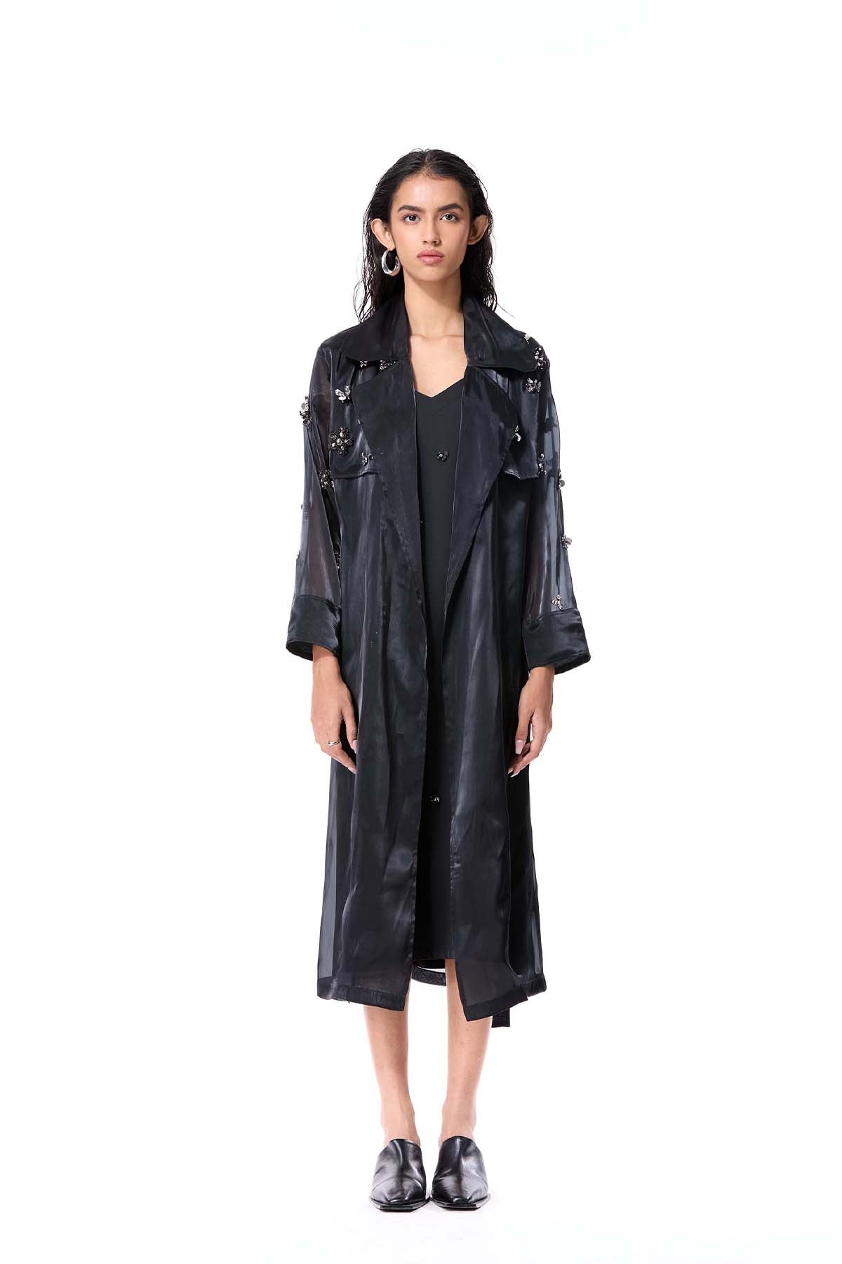 Kanika Goyal Label Orlune Trench Coat Black indian designer wear online shopping melange singapore