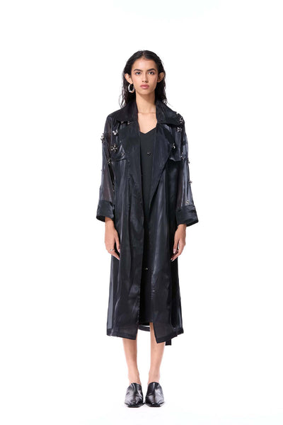 Kanika Goyal Label Orlune Trench Coat Black indian designer wear online shopping melange singapore