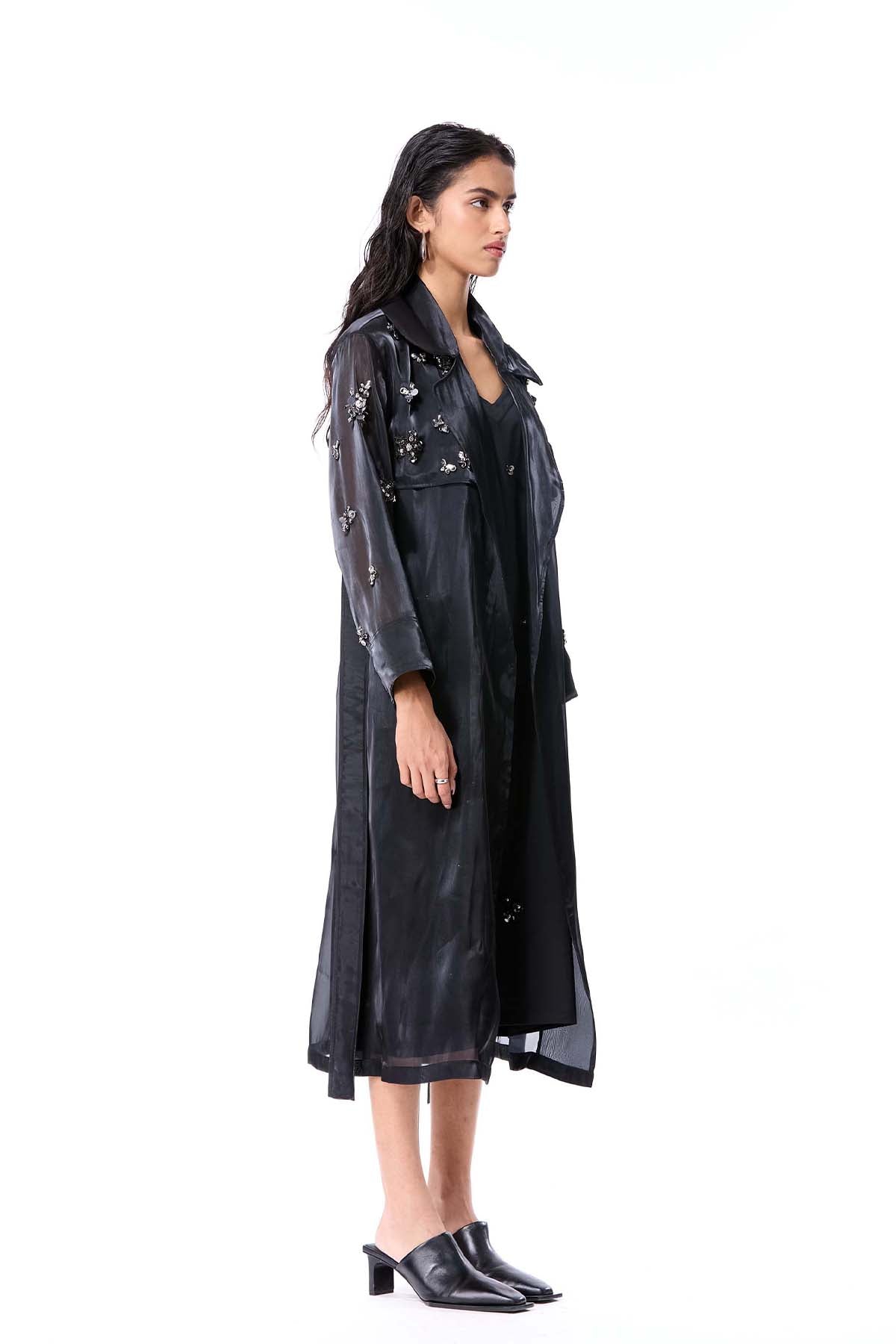 Kanika Goyal Label Orlune Trench Coat Black indian designer wear online shopping melange singapore